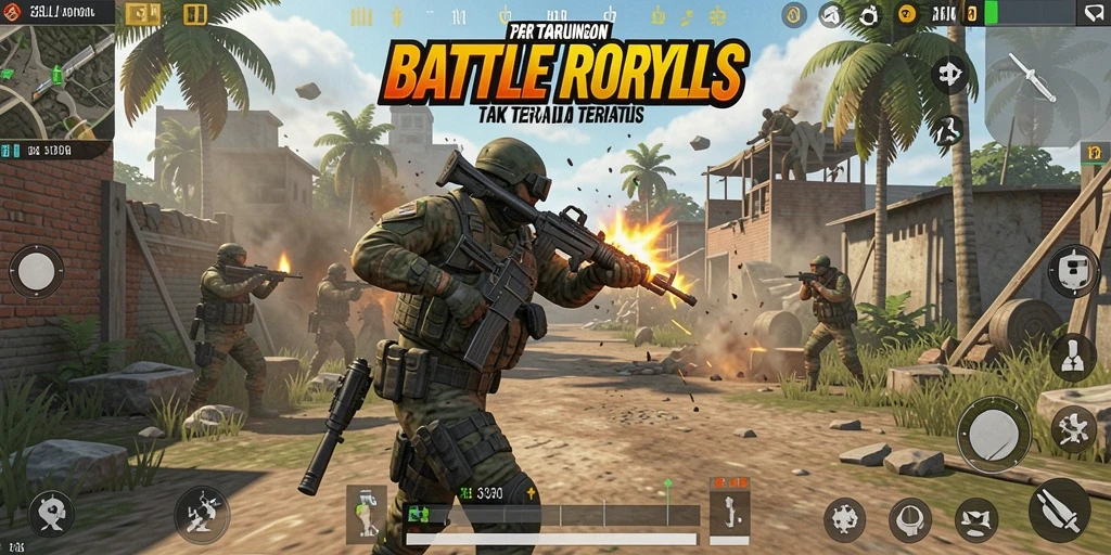 Gameplay mendebarkan di arena Battle Royale 33L.