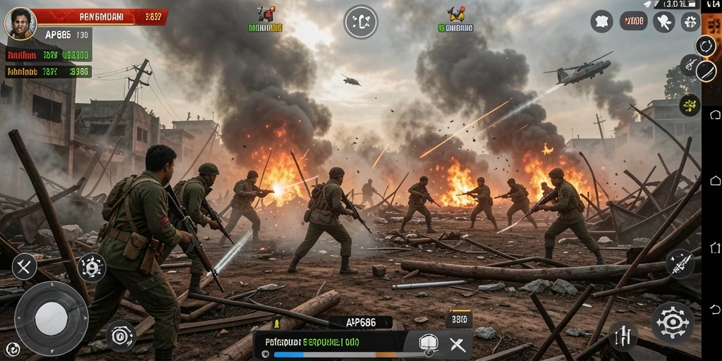 Screenshot AP686 menampilkan aksi intens dalam pertempuran Battle Royale.