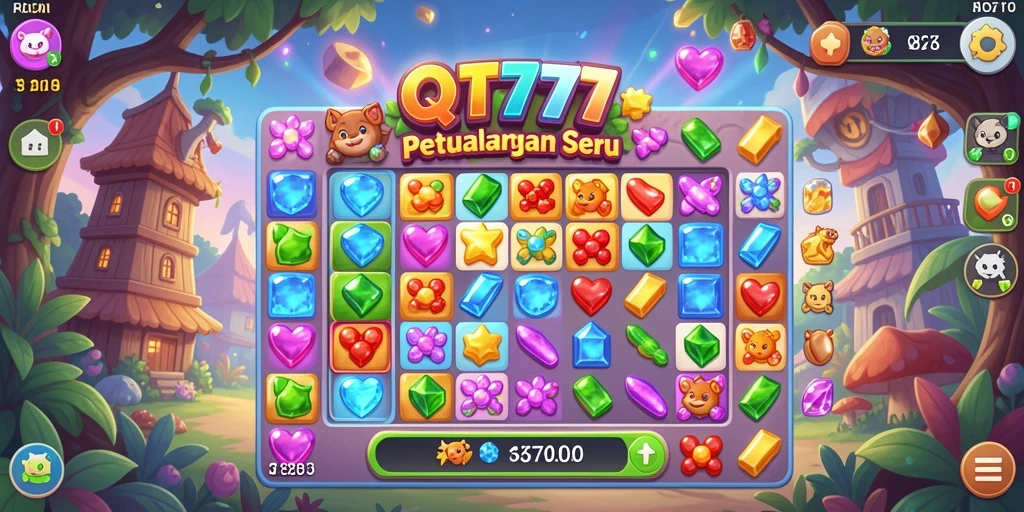 Screenshot menunjukkan pemain mencocokkan tiga buah dalam gameplay Match-3 yang seru.
