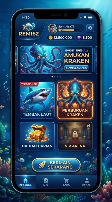 Tampilan utama aplikasi remi62 yang informatif dan mudah digunakan.
